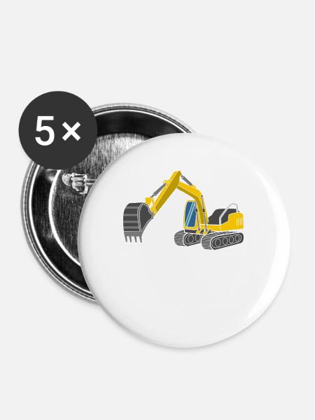 Bagger - Buttons groß 56 mm (5er Pack) - Weiß