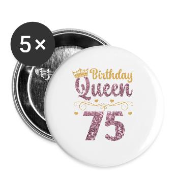 75.Geburtstag Königin 75 Jahre Fünfundsiebzig - Buttons groß 56 mm (5er Pack) - Weiß - Vorne