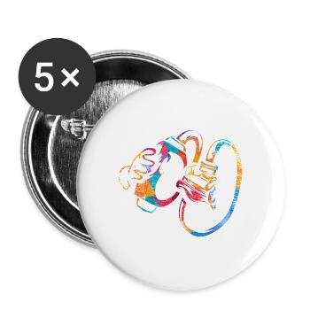 Gelassener Anästhesist Operationssaal - Buttons groß 56 mm (5er Pack) - Weiß - Vorne