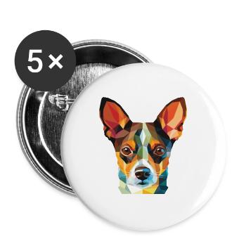 Ratterrier-Hunderasse Aquarell-Illustration - Buttons groß 56 mm (5er Pack) - Weiß - Vorne