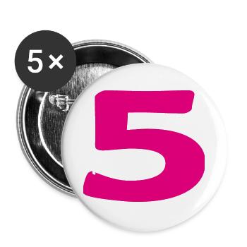 5. 5 JAHRE. 5-JÄHRIGES JUBILÄUM. 5-JÄHRIGES JUBILÄUM. 5. - Buttons groß 56 mm (5er Pack) - Weiß - Vorne