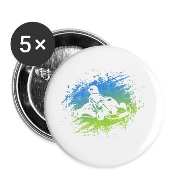Go Kart Gokart Go-Kart Motorsport Kartfahrer - Buttons groß 56 mm (5er Pack) - Weiß - Vorne