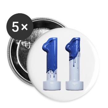 NR. 11 NUMMER 11 BLAU WEIß 11. GEBURTSTAG - Buttons groß 56 mm (5er Pack) - Weiß - Vorne