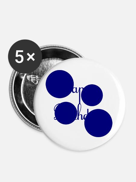GEBURTSTAG. ALLES GUTE ZUM GEBURTSTAG. ALLES GUTE ZUM GEBURTSTAG. - Buttons groß 56 mm (5er Pack) - Weiß