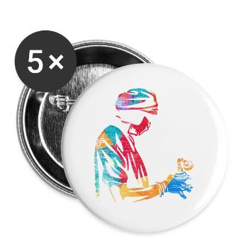 Erfahrener Anästhesist Klinikalltag - Buttons groß 56 mm (5er Pack) - Weiß - Vorne