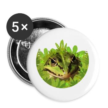 Frosch König Prinz Laubfrosch - Buttons groß 56 mm (5er Pack) - Weiß - Vorne