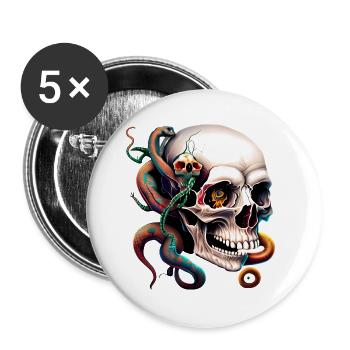 Verwandlung der Menschheit in schlangenförmige Wachsamkeit!" - Buttons groß 56 mm (5er Pack) - Weiß - Vorne