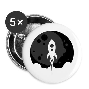 Rocket to the Moon - Schwarz - Buttons groß 56 mm (5er Pack) - Weiß - Vorne
