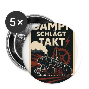 Eisenbahn Dampf schlägt Takt - Buttons groß 56 mm (5er Pack) - Weiß - Vorne