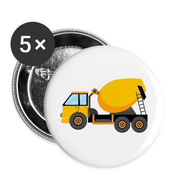 Betonmischer - Buttons groß 56 mm (5er Pack) - Weiß - Vorne