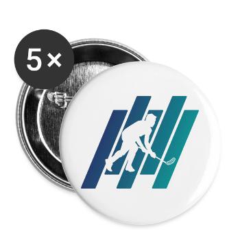 Floorball Unihockey Spieler Floorballspieler - Buttons groß 56 mm (5er Pack) - Weiß - Vorne