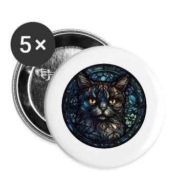 Pixie Bob Katzenrasse Aquarellglas - Buttons groß 56 mm (5er Pack) - Weiß - Vorne