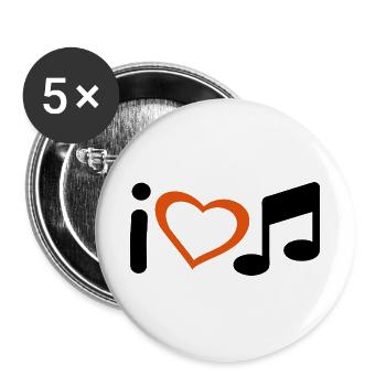 Slogan Ich liebe Musik. Liebe zur Musik. - Buttons groß 56 mm (5er Pack) - Weiß - Vorne