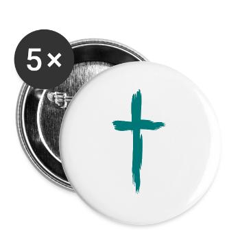 Kreuz Christentum Religion Symbol - Buttons groß 56 mm (5er Pack) - Weiß - Vorne