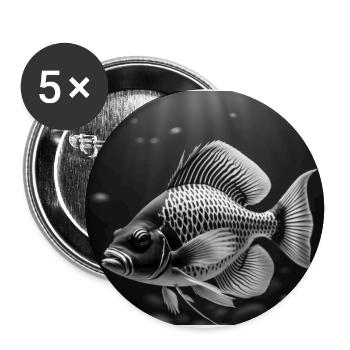 Detaillierte schwarz-weiße Koi - Buttons groß 56 mm (5er Pack) - Weiß - Vorne