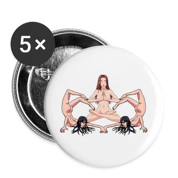 Yoga Erotik nackte Frauen nackt Yoga Yogi - Buttons groß 56 mm (5er Pack) - Weiß - Vorne
