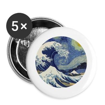 Tsunami der Sternennacht - Buttons groß 56 mm (5er Pack) - Weiß - Vorne