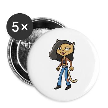 Cool Cat - Buttons groß 56 mm (5er Pack) - Weiß - Vorne
