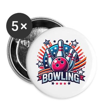 Bowling Logo - Buttons large 2.2''/56 mm (5-pack) - white - Front