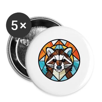 Waschbär Buntes Aquarell Tier Illustration - Buttons groß 56 mm (5er Pack) - Weiß - Vorne