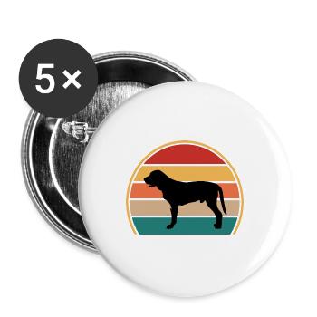 Broholmer Hundeliebhaber Silhouette Vintage Sonnenuntergang - Buttons groß 56 mm (5er Pack) - Weiß - Vorne