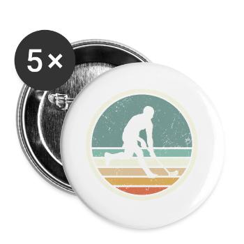 Unihockey Spieler Grafik Floorballer Floorball - Buttons groß 56 mm (5er Pack) - Weiß - Vorne
