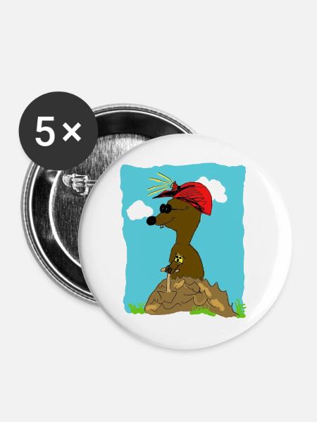 blinde maulwurf - Buttons groß 56 mm (5er Pack) - Weiß