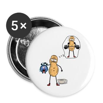 Peanut Morning Grouch Early Bird Bodybuilder - Buttons large 2.2''/56 mm (5-pack) - white - Front