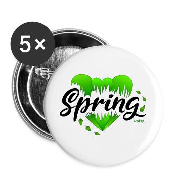 Frühling Frühlingsanfang Herzen - Buttons groß 56 mm (5er Pack) - Weiß - Vorne