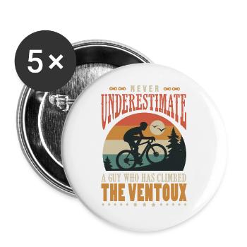 ein Typ, der den Ventoux-Velo bestiegen hat - Buttons groß 56 mm (5er Pack) - Weiß - Vorne