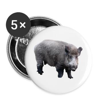 Wildschwein - Buttons groß 56 mm (5er Pack) - Weiß - Vorne