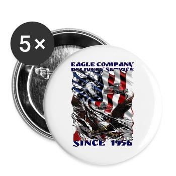 Patriotischer Adler mit Trucks und Flagge - Buttons groß 56 mm (5er Pack) - Weiß - Vorne