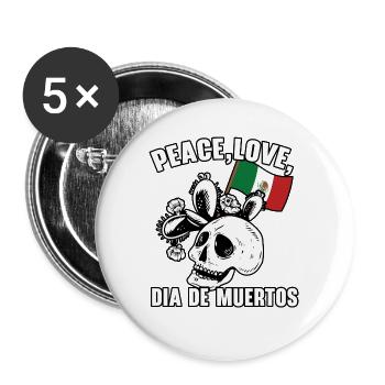 Peace Love Dia De Muertos Dia De Muertos - Buttons groß 56 mm (5er Pack) - Weiß - Vorne