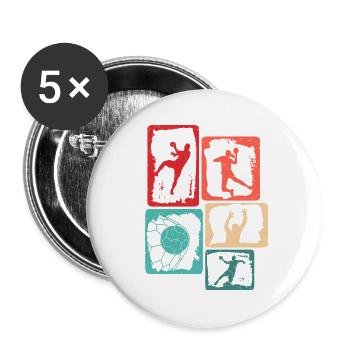 Handball Spieler Handballspieler Jungen Handballer - Buttons groß 56 mm (5er Pack) - Weiß - Vorne