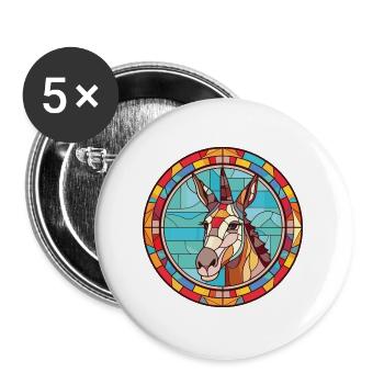 Esel Buntes Aquarell Tier Haustier Illustration - Buttons groß 56 mm (5er Pack) - Weiß - Vorne