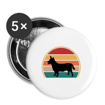 Lancashire Heeler Hund Liebe Silhouette Retro Sonnenuntergang - Buttons groß 56 mm (5er Pack) - Weiß - Vorne
