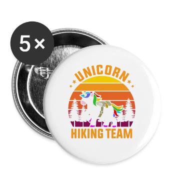 Unicorn Hiking Team Wanderer Wandern Wandergruppe - Buttons groß 56 mm (5er Pack) - Weiß - Vorne