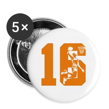 NUMBER 16 BASKETBALL 16TH BIRTHDAY - Buttons large 2.2''/56 mm (5-pack) - white - Front