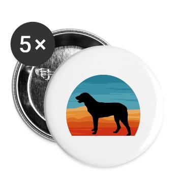 Cao De Castro Laboreiro Hund Silhouette Retro Sonne - Buttons groß 56 mm (5er Pack) - Weiß - Vorne