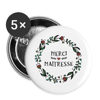 Danke Herrin - Ende des Jahres Geschenk - Buttons groß 56 mm (5er Pack) - Weiß - Vorne