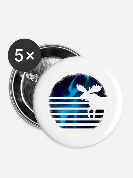 Elch - Buttons groß 56 mm (5er Pack) - Weiß