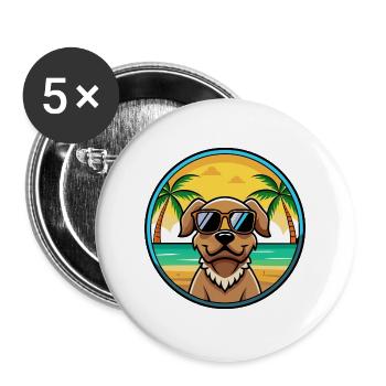 Pudelpointer Chien Race Dessin Animé Lunettes De Soleil Plage - Lot de 5 grands badges (56 mm) - blanc - Devant