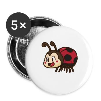 Fleißiger Marienkäfer Blattlausjäger - Buttons groß 56 mm (5er Pack) - Weiß - Vorne