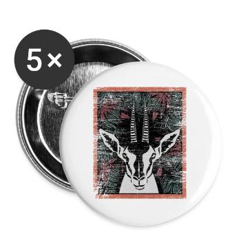 Anmutige Gazelle Steppenläufer - Buttons groß 56 mm (5er Pack) - Weiß - Vorne