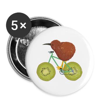 Wendiger Kiwifahrer Rennradstrecke - Buttons groß 56 mm (5er Pack) - Weiß - Vorne