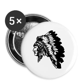 Indianer - Buttons groß 56 mm (5er Pack) - Weiß - Vorne