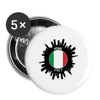 Rom Skyline Italien Flagge Reise Souvenir - Buttons groß 56 mm (5er Pack) - Weiß - Vorne