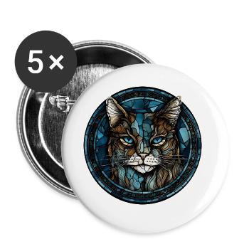 Ägäische Katzenrasse Aquarellglas - Buttons groß 56 mm (5er Pack) - Weiß - Vorne