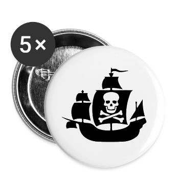 PIRAT FREIBEUTER KAPITÄN MATROSE PIRA - Buttons groß 56 mm (5er Pack) - Weiß - Vorne