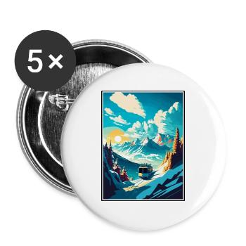 Laax Schweiz Vintage Reiseposter Souvenir - Buttons groß 56 mm (5er Pack) - Weiß - Vorne